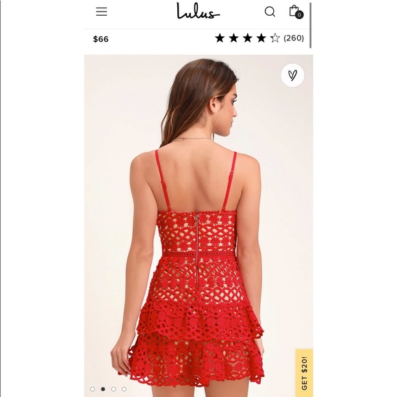 NWT-LuLus Red Lace Mini Dress Crochet - Picture 2 of 2